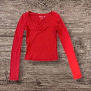 Aeropostale Vivid Red Long Sleeve Blouse